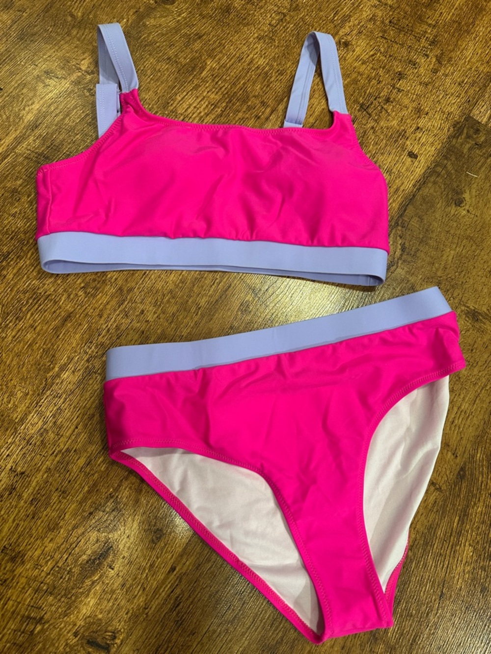 Cupshe Hot Pink Bikini with Lavender Trim